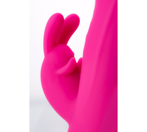 Розовый вибратор с клиторальным стимулятором ELLY с подогревом - 21,5 см.