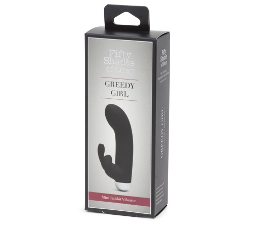 Черный вибратор с клиторальным отростком Greedy Girl Mini Rabbit Vibrator - 14 см.