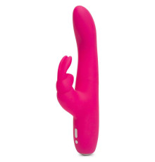 Розовый перезаряжаемый вибратор Rabbit Slimline Curve Rechargeable - 24 см.
