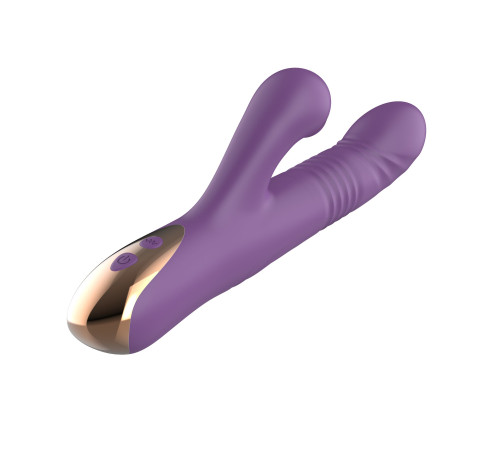 Фиолетовый вибратор-кролик с возвратно-поступательной стимуляцией