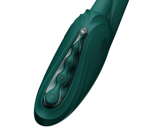 Зеленый вибростимулятор-кролик с функцией нагрева Ares - 24,6 см.