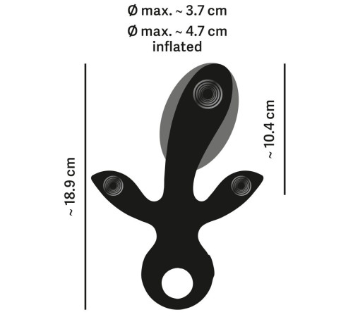 Черный вибратор с функцией расширения Inflatable Triple Vibrator - 18,9 см.