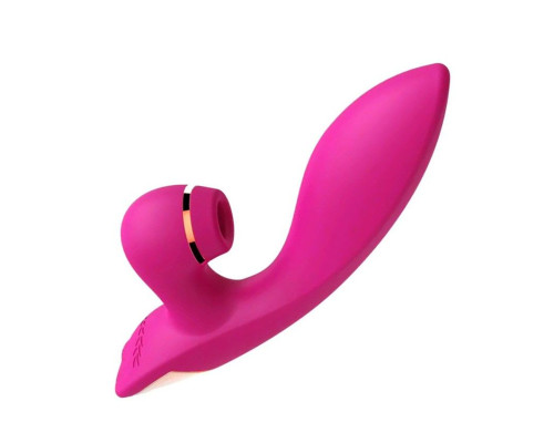 Заказать Розовый вибратор-кролик с вакуумной стимуляцией 5’’ Silicone Suction Kiss - 20,3 см.