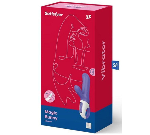 Фиолетовый вибратор Satisfyer Magic Bunny с клиторальным отростком - 17,6 см.