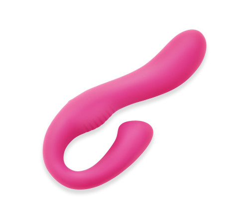 Розовый вибромассажер с клиторальным отростком Harmony Vibe - 16,8 см.