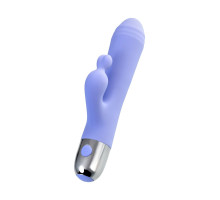 Сиреневый вибратор с клиторальной стимуляцией Crocus - 17,5 см.