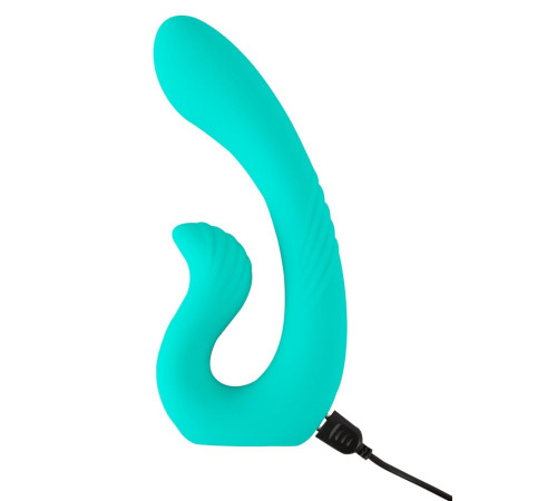 Бирюзовый вибратор NAIRA Dual Heads Vibrator - 17,5 см.