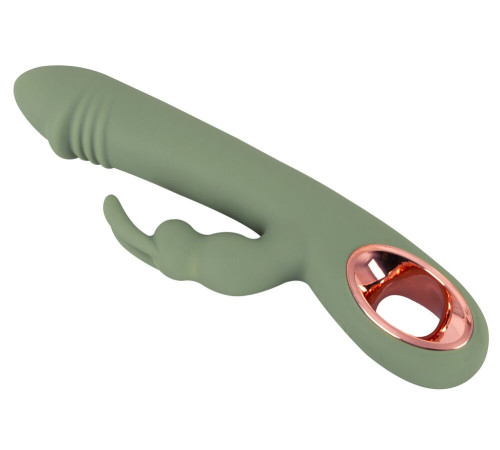 Оливковый вибратор-кролик Slim Rabbit Olive - 21,4 см.