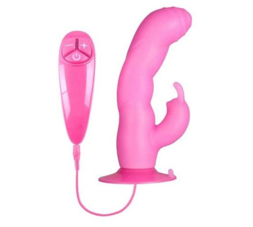 Розовый вибратор с клиторальным стимулятором BUNNY ICY - 18 см. Розовый вибратор с клиторальным стимулятором BUNNY ICY - 18 см.