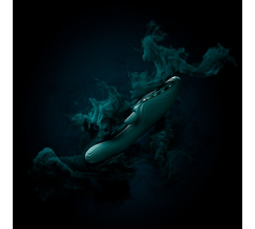 Зеленый вибростимулятор-кролик с функцией нагрева Ares - 24,6 см.