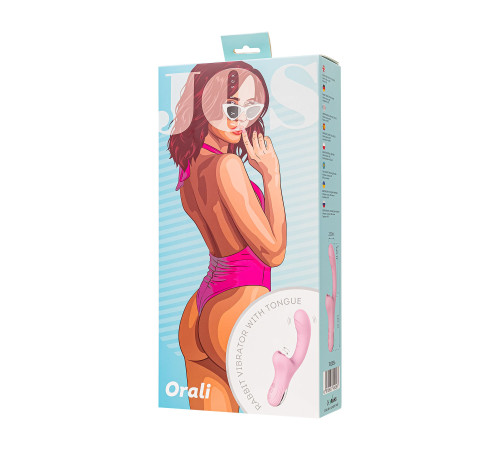 Розовый вибратор-кролик с ласкающим язычком Orali - 22 см.