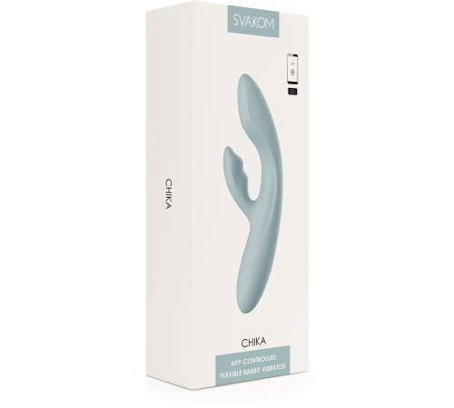 Серый вибратор-кролик Chika с функцией нагрева - 18,8 см.