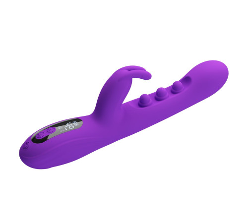 Фиолетовый вибростимулятор-кролик с шариками для точки G Sabien - 24 см.