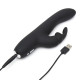 Заказать Черный вибратор с клиторальным отростком Greedy Girl Slimline Rabbit Vibrator - 22,8 см.