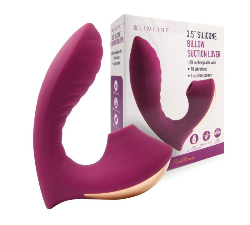 Сливовый L-образный вибромассажёр с вакуумной стимуляцией 3,5’’ Silicone Billow Suction Lover