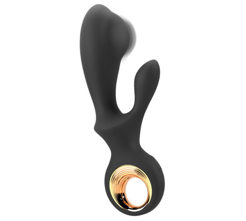 Черный вибратор-кролик с функцией расширения Inflatable Rabbit Vibrator - 18,3 см.