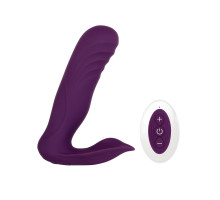Фиолетовый ударный вибромассажер с клиторальным стимулятором