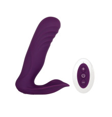 Фиолетовый ударный вибромассажер с клиторальным стимулятором