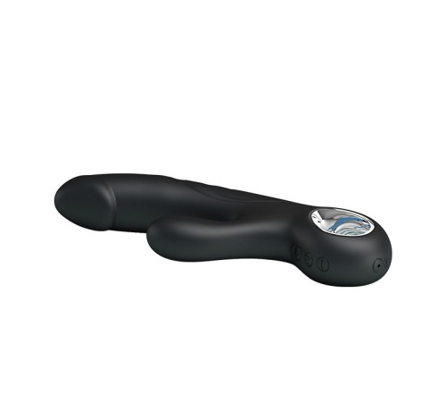 Чёрный вибратор с клиторальным отростком Selene - 19 см.