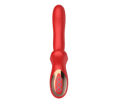 Красный вибратор с постукивающим эффектом - 22 см.