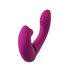 Фиолетовый поворотный вибратор c вакуумной стимуляцией Spinser - 23 см.