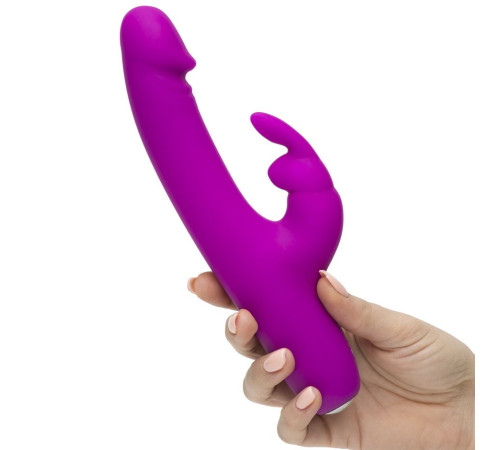 Фиолетовый перезаряжаемый вибратор Rabbit Slimline Curve Rechargeable - 24 см.