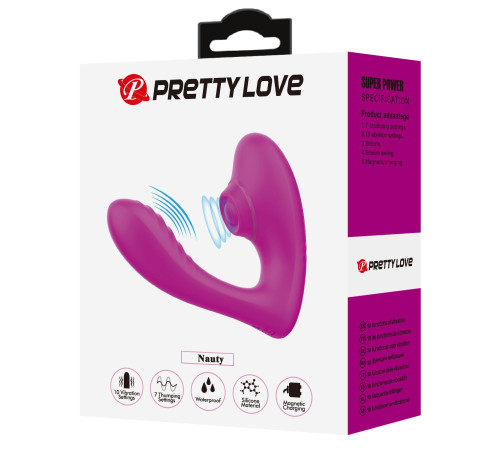 Лиловый вибратор с клиторальной стимуляцией Nauty