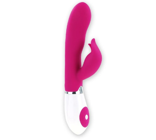 Розовый вибратор Felix с клиторальным стимулятором - 21 см.