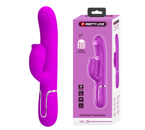 Лиловый вибратор-кролик с пульсацией Gigi - 22,8 см.