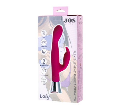 Розовый вибратор с клиторальным стимулятором и гибкой головкой LOLY - 21,6 см.