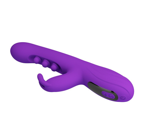Фиолетовый вибростимулятор-кролик с шариками для точки G Sabien - 24 см.