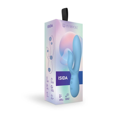 Голубой вибратор-кролик из силикона Isida - 21 см.