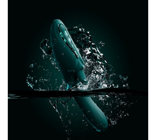 Зеленый вибростимулятор-кролик с функцией нагрева Ares - 24,6 см.