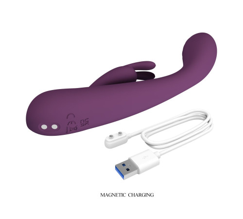 Фиолетовый вибратор со стимулятором клитора Emma - 15,8 см.