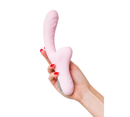 Розовый вибратор-кролик с ласкающим язычком Orali - 22 см.