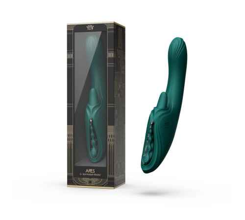 Зеленый вибростимулятор-кролик с функцией нагрева Ares - 24,6 см.
