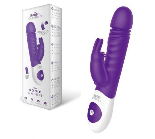 Фиолетовый вибратор-кролик The Sonic Rabbit - 22 см.