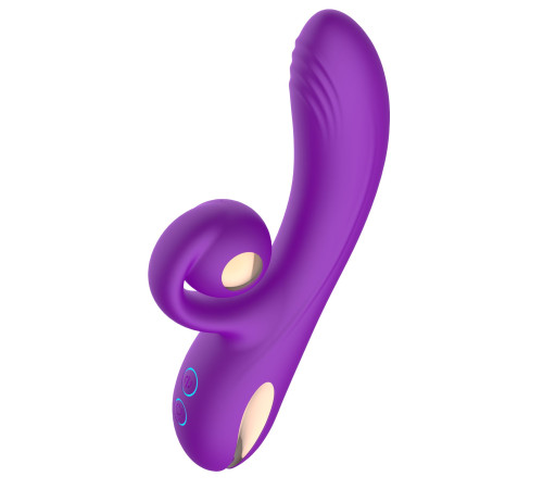 Фиолетовый вибратор-кролик с функцией вращения ствола