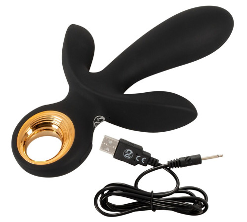 Черный вибратор с функцией расширения Inflatable Triple Vibrator - 18,9 см.