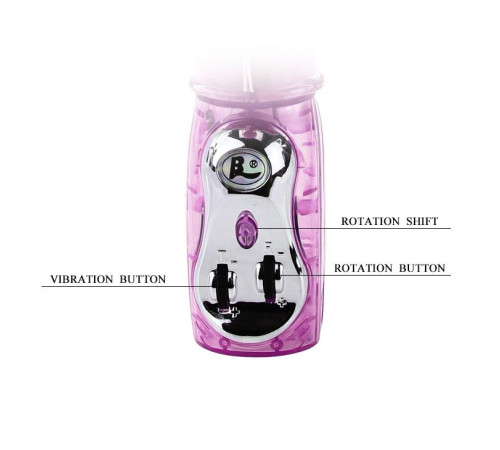 Вибромассажер с ротацией, возвратно-поступательным движением и стимулятором клитора - 29 см.