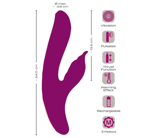 Лиловый вибратор-кролик 4 Function Vibrator - 24 см.