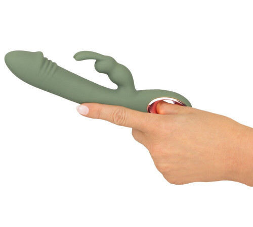 Оливковый вибратор-кролик Slim Rabbit Olive - 21,4 см.