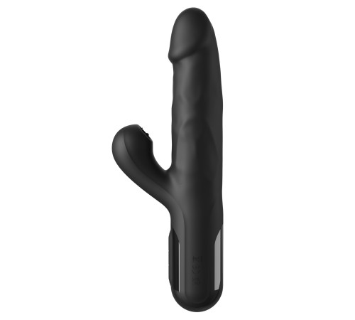 Черный силиконовый вибратор-кролик Sonix Silicone Thruster - 22 см.