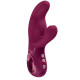 Бордовый вибратор с клиторальным стимулятором Miss Bi - 17 см.