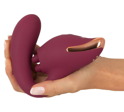 Малиновый вибратор с подвижными язычками 2 Function Vibrator - 20,6 см.