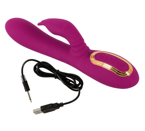 Фиолетовый вибратор 3 Function Vibrator с вращением бусин - 23 см.