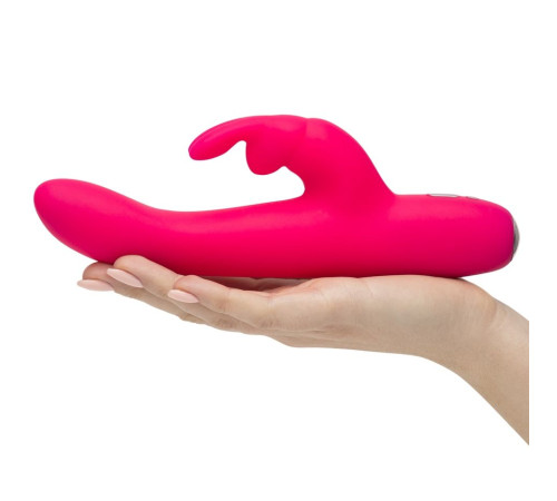 Розовый перезаряжаемый вибратор Rabbit Slimline Curve Rechargeable - 24 см.