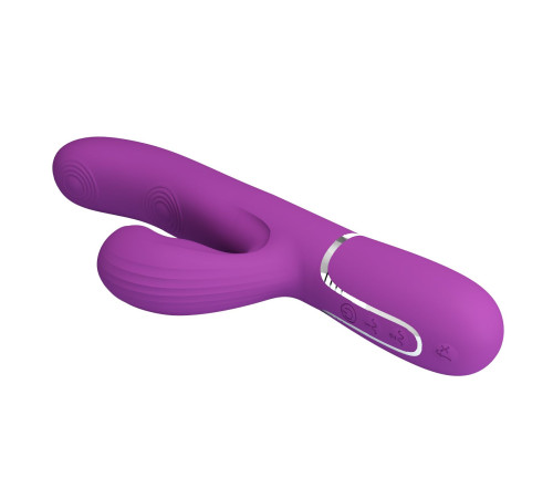 Фиолетовый вибратор с клиторальным отростком Perdita - 22,8 см.