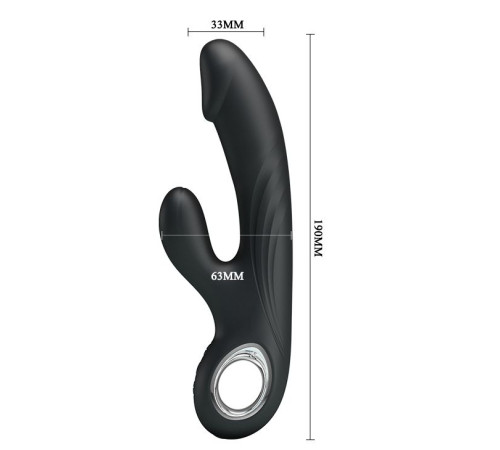 Чёрный вибратор с клиторальным отростком Selene - 19 см.