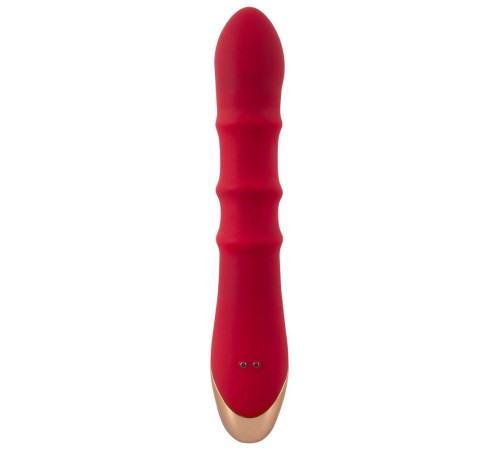 Красный вибратор-кролик с 3 подвижными кольцами Rabbit Vibrator with 3 Moving Rings - 23,7 см.